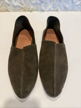 Women's Olive Suede Slip-On Flats